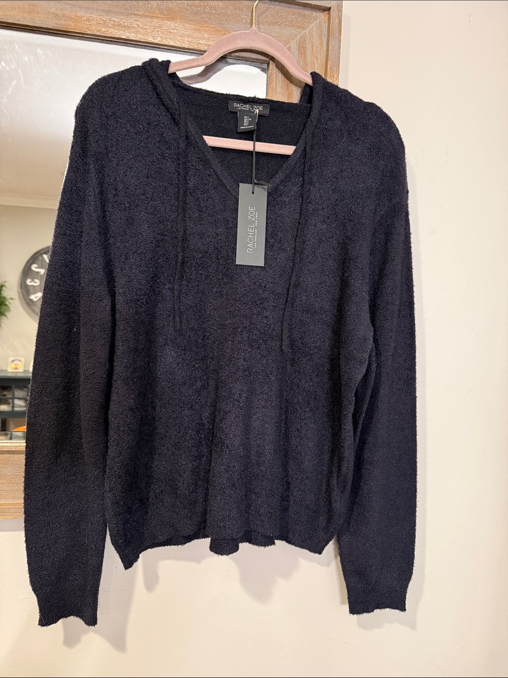 Rachel Zoe Black Hooded Pullover Sweater